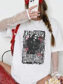 J-Hope Hobi Arirang Tour Shirt, Y2K Graphic Tee  . Camiseta informal de moda con estampado creativo para mujer, de manga corta y cuello redondo, para primavera y verano T-Shirt Women Festive Celebration Shirt Party Wear Top - Multicolor - Ver 1