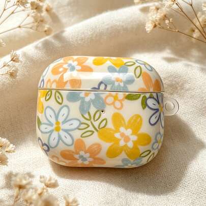 Funda protectora de auriculares inalámbricos con patrón floral de color crema minimalista y fresco, compatible con AirPods2, AirPodsPro3/AirPodsPro/AirPodsPro2/AirPods4, funda de auriculares no descolorida, regalo para mamá, hermana, amiga