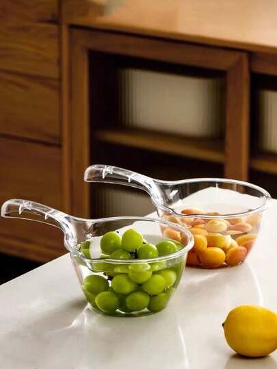 1pc Unbreakable Plastic Ladle, Thickened Long Handle Large Transparent Kitchen Water Scoop
