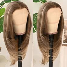 13x4 Layered Brown Wigs Light Brown Lace Front Wigs HD Lace Frontal Wigs Short Curly Lace Front Wig Pre Plucked Glueless Layered Wig Breathable Cap Easy Install Wig Free Part Heat Resistant Fiber Wig For Women Girls Halloween Christmas Party Vacation Daily Used 22 Inch - 挑染金色 - 查看 2