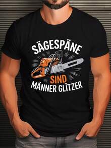 T-shirt da uomo con grafica a tema motosega tedesca e segatura - Design da falegname in nero e arancione, T-shirt a maniche corte con scollo rotondo, adatta per boscaioli, falegnami e per l'abbigliamento estivo all'aperto, il regalo perfetto per familiari e amici, unisex! - nero - Visualizzare 6