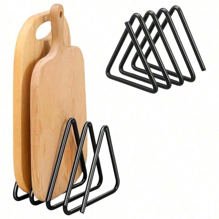 Triangle Cutting Board Rack Black Metal Cutting Board Holder Pot Lid Storage Rack Suitable For Cabinet Countertop - View 1