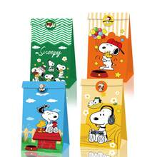 SNOOPY 花生漫画史努比设计派对礼品袋，可爱卡通纸质礼品袋带贴纸，花生漫画人物零食袋，充满多巴胺美感的派对用品，生日节日糖果饼干包装袋，派对庆祝礼品袋 - 彩色 - 查看 7