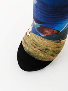1 Pair Men's Mid-Calf Sports Socks With World Cup USA Eagle Football Elements, Colorful Novelty Socks Gift - Multicolor - View 3