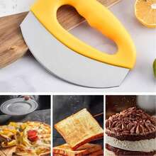1pc Stainless Steel Pizza Cutter With Protective Cover, Sharp Blade Pizza Rocker Slicer With Ergonomic Yellow Handle, Multi-Purpose Kitchen Tool For Cutting Pizza, Bread, Dough, Vegetables And Salads, Easy To Clean And Store, Durable Baking And Cooking Accessory For Home Kitchens And Food Lovers - Multicolor - View 4