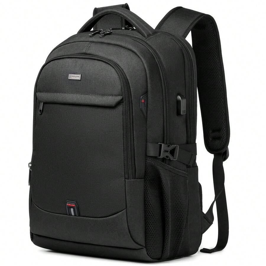 NEWHEY 18-Inch Travel Laptop Backpack, Large Capacity Multi-Compartment Laptop Bag, Men's School Backpack With USB Charging Port, Black