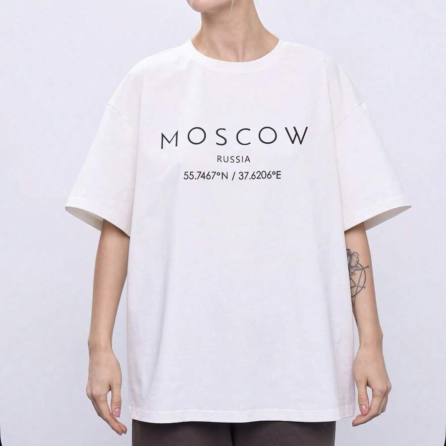 Tops vintage de algodón puro de estilo europeo y americano, diseño de nicho para uso diario, mangas cortas estilo americano con estampado de letras de alta calidad para el verano. - Negro - Ver 1