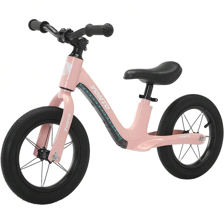 Bicicleta de Equilibrio para Niños de 2-5 Años, Bicicleta Sin Pedales con Asiento 2 Niveles Ajustable, Luz, Manubrio Puede Rotar en 360 ° , LIantas Anti punción y Inflable de 12 Pulgadas - Amarillo - Ver 1