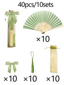 Bộ quà tặng quạt gấp màu xanh nhạt 40 chiếc/20 chiếc/1 chiếc cho đám cưới -- bao gồm 10 chiếc quạt gấp, 10 túi đựng bằng vải organza, 10 dải ruy băng và 10 mặt dây treo tua rua. Bộ quà tặng độc đáo này có tông màu xanh nhạt tinh tế và thanh lịch, kết hợp với trang trí tua rua hài hòa, là lựa chọn hoàn hảo làm quà tặng tiệc hoặc vật kỷ niệm. - Một kích cỡ phù hợp cho tất cả - Xem 14