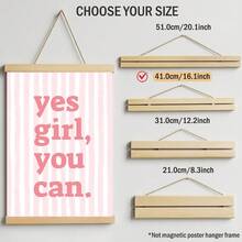 1幅“Yes Girl You Can”励志名言帆布画，粉色字体，适合卧室、客厅、公寓、宿舍等场所，可作墙面装饰或送给她的礼物，不含画框。 - 彩色 - 查看 6
