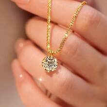 1pc Gold/Silver Color Optional Light Luxury Style Single Diamond Starry Sky Clavicle Chain Necklace For Women, Valentine's Day Confession Gift, Daily Commute, Party, Vacation, Versatile - Multicolor - View 4