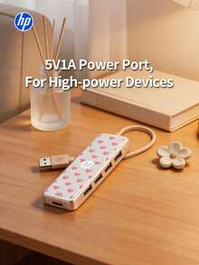 Quà tặng Ngày của Mẹ - Trạm kết nối USB-C 4 trong 1 HP - Bộ chuyển đổi/Hub sạc PD Type-C (Hỗ trợ HDMI 4K), Cổng sạc USB tích hợp, Cổng Ethernet, Bộ chuyển đổi nguồn và chức năng trạm sạc 5V 0.5A, Bộ chuyển đổi cho máy tính xách tay (Tương thích với nhiều loại máy tính xách tay, MacBook Pro, iMac, iPad Pro và các thiết bị USB-C khác), Đế mở rộng đa cổng (Thiết kế trái tim màu hồng) - Xem 4