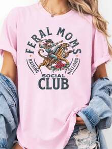 Wild Mom Social Club T-Shirt, Vintage Print T-Shirt, Wild Mom Gift, Someone's Wild Wife, Mom Life T-Shirt,  Mom Clothes. - 白色 - 查看 8