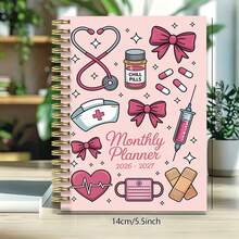 Sổ kế hoạch hàng tháng khổ A5 dành cho y tá, chủ đề y tế, có hình ống nghe và kim tiêm, các trang có dòng kẻ trống - Thích hợp cho y tá đã đăng ký hành nghề, y tá trường học và làm quà tặng cho y tá, sổ tay, nhật ký. - Sổ tay điều dưỡng - Xem 6