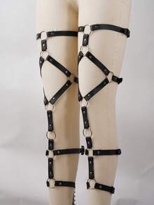 Lady's Sexy Leg Rivet Strap Thigh PU Leather Garter Gothic Costume Accessories For Festival Carnival Outfit - Black - View 7