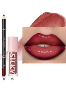 Pudaier 2-In-1 Lip Set: Moisturizing Lip Liner Pencil And Lip Gloss | Waterproof And Smudge-Proof, Shaping Lips, Universal Shades | Ideal Valentine's Day Gift - 02+04 - 查看 6