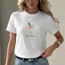 Camiseta de manga corta 100% algodón, casual y elegante, con un estilo relajado, estampado único y divertido, corte holgado, disimula imperfecciones del cuerpo, top estilo hiphop. - Blanco - Ver 2
