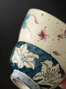 陶瓷杯，蝴蝶百合葫芦形小茶杯，焦糖釉陶瓷茶具，单只茶杯，用于品茶 - 彩色 - 查看 6