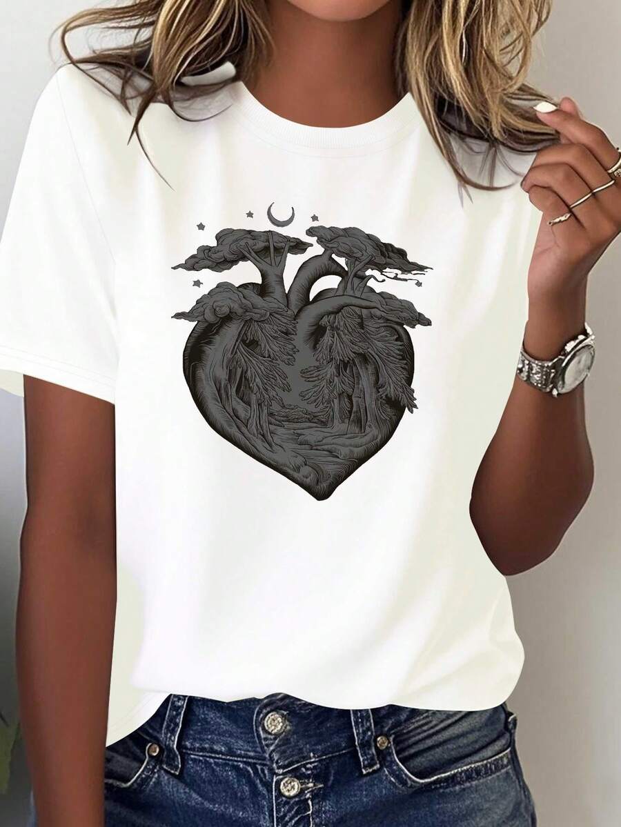 Camiseta suave de mujer con diseño de corazón
