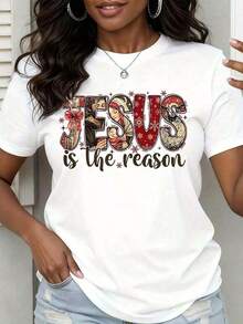Camiseta de Navidad "Jesús Es La Razón" - Regalo Religioso Navideño para Cristianos - Camiseta de Navidad Unisex para Uso Diario en el Campus para Mujeres y Hombres |   Diseño exquisito |   Suelto y cómodo |   Fácil de combinar | - Blanco - Ver 8