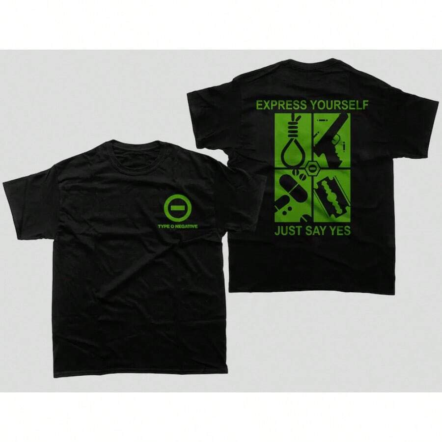 Type O Negative Shirt Cult Classic Doom Metal Tee - Double Print - Black - View 1