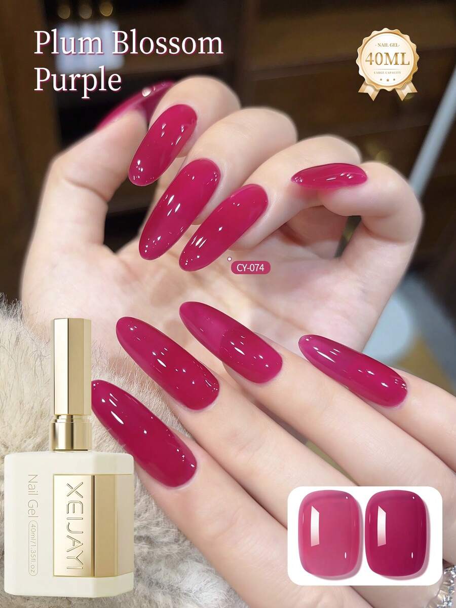 1 Flasche 40ml Pflaume Lila Nagellack Gel, Semi-Permanentes Nagelgel, Entfernbarer UV LED Nagellack, Nagelkunstbedarf, DIY Nageldekoration, Geschenk für Zuhause Salon für Frauen