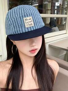 Soft Crown Street Plaid Baseball Cap, Unisex Flat Brim Peaked Hat, Spring Summer Outdoor Camping Breathable Quick-Dry Cap - Blcak Label - View 1