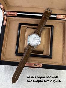 Reloj de marca de moda para hombres Pablo Raez 1 pieza caja de acero inoxidable reloj de pulsera original encantador atractivo para hombres lujo plateado negro cuero PU suave y cómodo reloj de cuarzo con dial de diseñador de diamantes con función de fecha resistente al agua 50m grado AAA alta calidad reloj de pulsera para hombres casual reloj novio/familia padre regalo exquisito adecuado para la vida diaria/trabajo/decoración de fiesta adecuado para graduación/boda/regalo de cumpleaños - Plateado - Ver 9