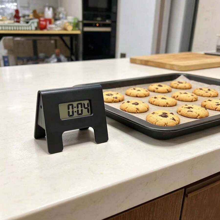 Compact Foldable Digital Clock, Black Minimalist Design, High-Definition Display, Lightweight Portable, Suitable For Desk, Car, Locker And Multiple Scenarios - 彩色 - 查看 1