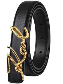 Long Letter Decor Smooth Buckle Skinny Belt For Women - Multicolor - View 11