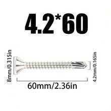 50pcs Zinc-Plated Carbon Steel Self Tapping Screws,#8/M4.2 Flat Head Cross Groove Metal Plate Fully Threaded, Right Hand Thread Direction Screws,For Metal Sheet, Wood, Gypsum Board Labor Day Gifts For Men - A - View 17