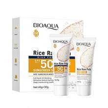 Bộ kem chống nắng chiết xuất từ gạo gồm hai sản phẩm, chỉ số chống nắng SPF50+ cao, vừa cách ly vừa bảo vệ da, dưỡng ẩm và phục hồi da bị cháy nắng, chống lão hóa và trẻ hóa da, cải thiện độ thô ráp, giúp da mịn màng và mềm mại. - trắng - Xem 12