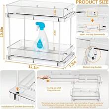 1/2pc Acrylic Pull-Out Kitchen Storage Rack, Smooth Surface, Multi-Functional Spice Organizer, Suitable For Home And Restaurant Sink Cabinets And Drawers. - Multicolor - View 6
