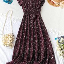 Women's Woven Printed Holiday Mid-Length Dress - azul real - Ver 2