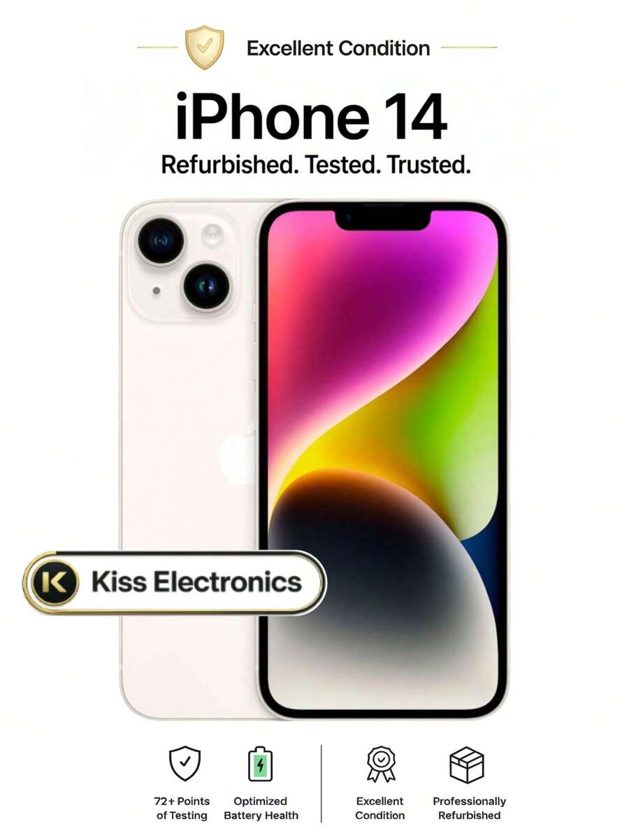 Apple IPhone 14 - Fully Unlocked Excellent - Grade A Condition Refurbished - White - View 1