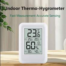 Termómetro multifuncional para interiores, reloj digital con temperatura y humedad para el hogar con pantalla retroiluminada - Ver 2