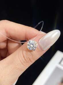 1 chiếc mặt dây chuyền hình giọt nước nàng tiên cá bằng bạc sterling 925 trong suốt 2g, đính đá Moissanite, kiểu dáng cổ điển thanh lịch, quà tặng Giáng sinh sang trọng tinh tế dành cho phụ nữ. - Dây chuyền kim cương tròn vô hình - Xem 3