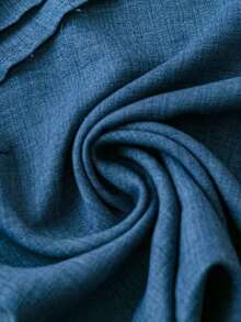 Blusa casual de mujer con decoración de volantes y mangas de campana asimétricas, Pantalones rectos casuales de mujer con cintura elástica, bolsillos laterales y pierna corta, color azul - Azul - Ver 7