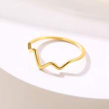 Anillo de acero inoxidable con diseño de ola, anillos de pareja con línea curva resistente al color, anillo de dedo único y versátil con diseño de latido del corazón - Multicolor - Ver 5