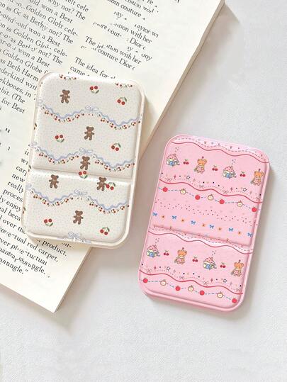 1PC Cute Bear Desktop Makeup Mirror, Kawaii Girly Aesthetic Mini Vanity Mirror, Ins Sweet Style Foldable Table Mirror, High Definition Clear Mirror, Portable Desktop Cosmetic Mirror, Bedroom Dorm Essential Summer Gift For Girls