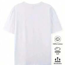 Men's Unisex 100% Cotton Casual Short Sleeve T-Shirt, Comfortable, With Graphic Print "I Support A Man's Right To Shut His Mouth" - 白色 - 查看 3