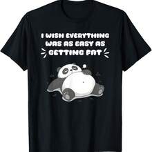 Funny Sleepy Panda Getting Fat Quote Meme Graphic T-Shirt - Black - View 1