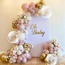 Bộ trang trí cổng vòm bóng bay màu hồng 113 quả, bóng bay màu hồng ngọc trai, trắng và vàng, bóng bay lớn trong suốt dùng cho sinh nhật, tiệc mừng em bé, tiệc cưới, tiệc cô dâu. - Nhiều màu - Xem 6