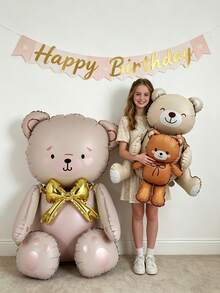 4D Assembled Button Bear Balloon Toy, Cartoon Foil Balloon Set For Children, Suitable For Birthday, Wedding, School Party Decoration - Multicolor - View 1