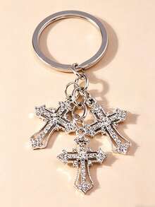 Zinc Alloy Cross Pendant Fashionable Keychain - Multicolor - View 3
