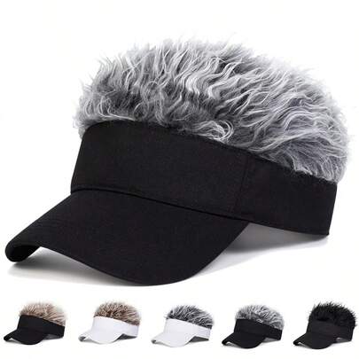1pc Men's Wig Spliced Baseball Cap, Street Fashion Hat, Outdoor Sun Protection Casual Cap For Spring, Autumn, Travel, Beach