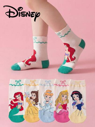  1/5/10 Tất Disney chính hãng, tất trẻ em họa tiết hoạt hình dễ thương, nhiều màu sắc, dài đến bắp chân, tất học sinh thời trang, thoáng khí, phù hợp để mặc hàng ngày, đi học, làm quà tặng ngày lễ.