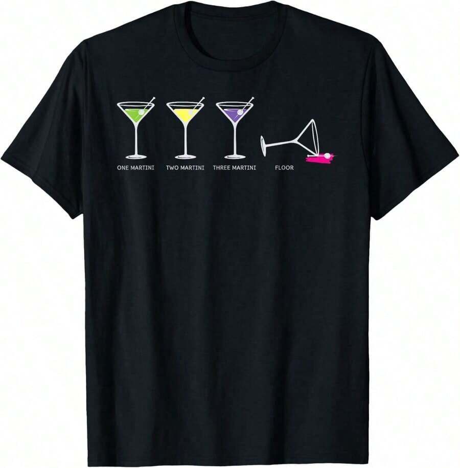 para amantes de Martini, camiseta para fanáticos de cócteles Y2k Camiseta Camisa De - Negro - Ver 1