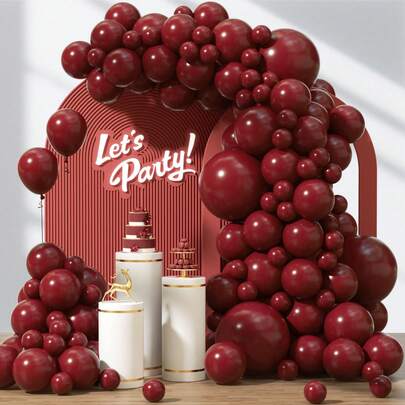 108pcs Burgundy Balloons, 12" 10" 5" Assorted Size Burgundy Balloons Arch Kit Suitable For Boys Girls Kids Birthday Graduation Wedding Baby Shower Party Decoration