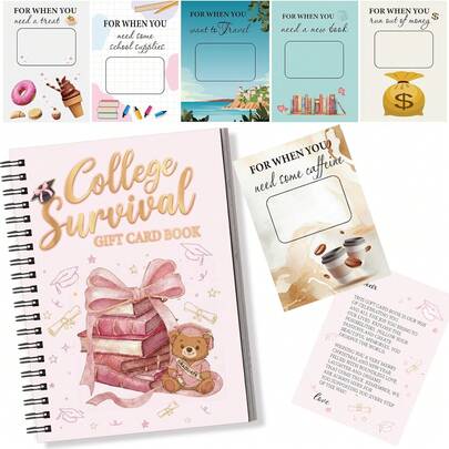 1 Pc Graduation University Survival Gift Card Book, 7 X 5 Inch Spiral Bound Card Album Holder Notebook, Suitable For Graduation Gifts Students Graduation Party Supplies 2026 College Essentials School Supplies